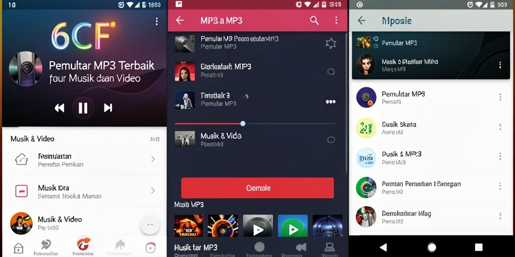 Antarmuka aplikasi Pemutar MP3 6CF yang user-friendly dan fungsional.