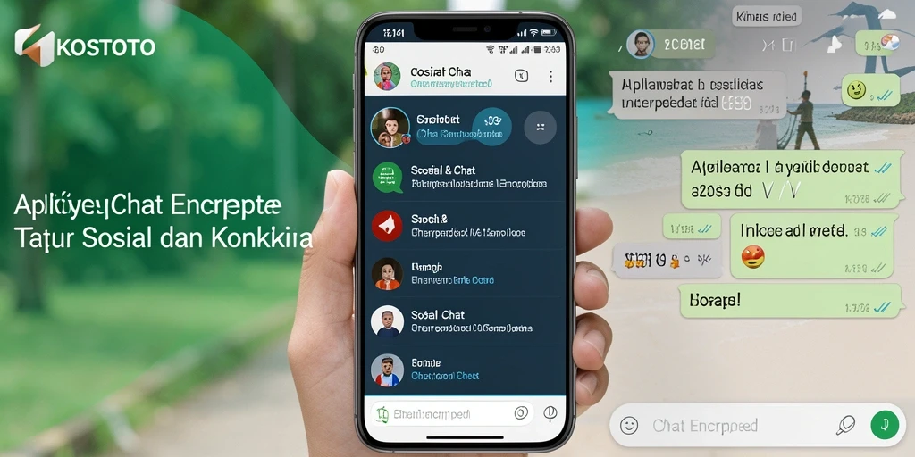 Antarmuka KOSTOTO menampilkan fitur Chat Encrypted yang sederhana dan intuitif.