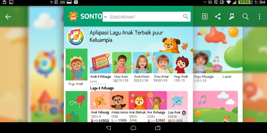 Antarmuka aplikasi lagu anak yang ramah dan menyenangkan.