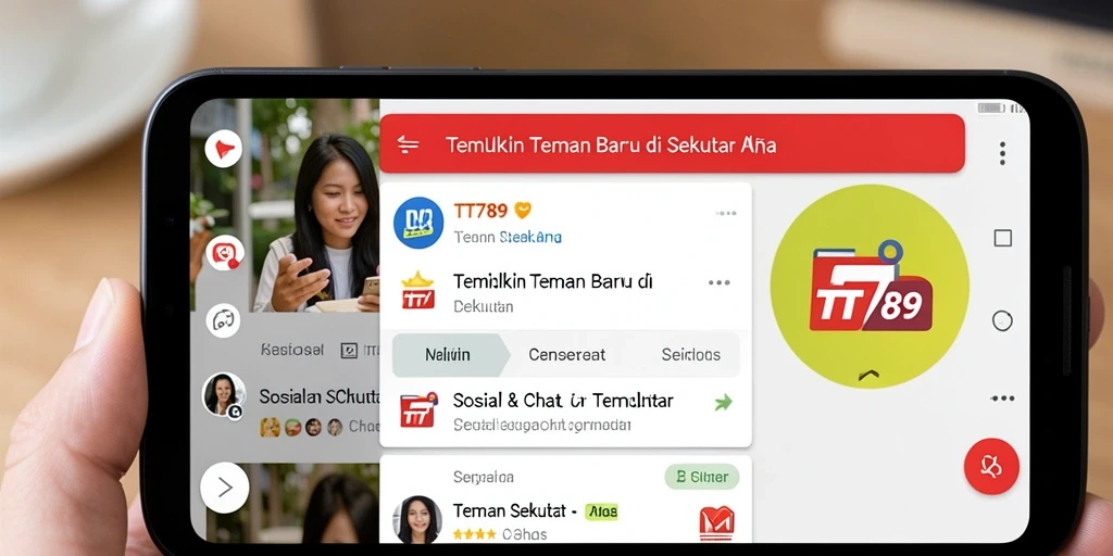 Antarmuka aplikasi TT789 yang user-friendly untuk menemukan teman sekitar.